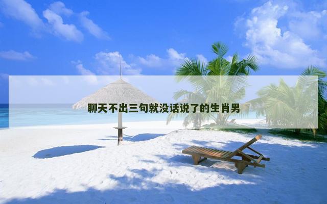 聊天不出三句就没话说了的生肖男