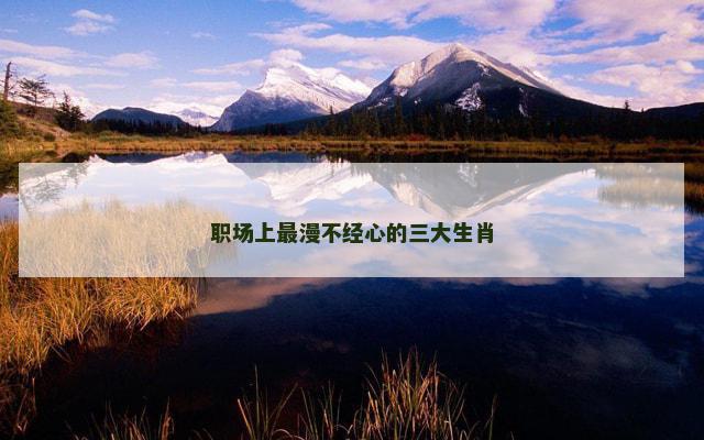职场上最漫不经心的三大生肖