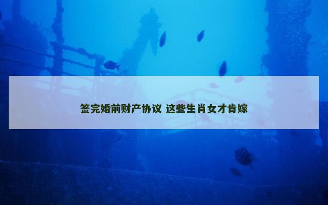签完婚前财产协议 这些生肖女才肯嫁