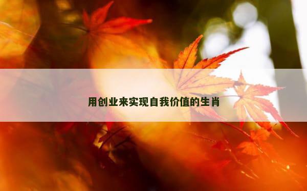 用创业来实现自我价值的生肖