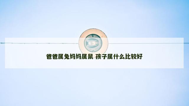 爸爸属兔妈妈属鼠 孩子属什么比较好