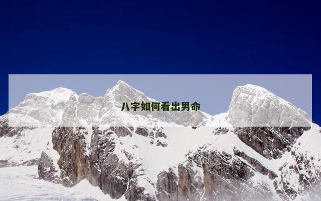 八字如何看出男命