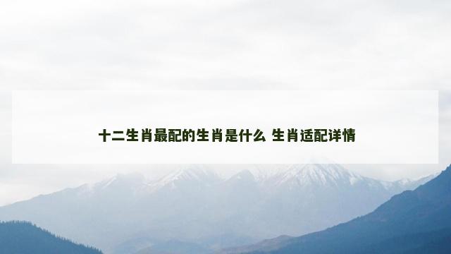 十二生肖最配的生肖是什么 生肖适配详情