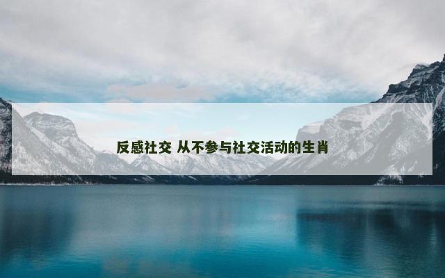 反感社交 从不参与社交活动的生肖