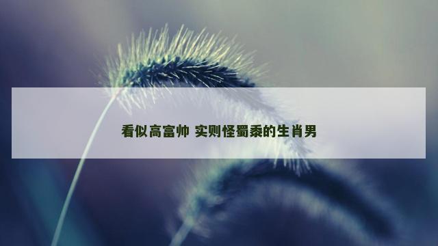 看似高富帅 实则怪蜀黍的生肖男