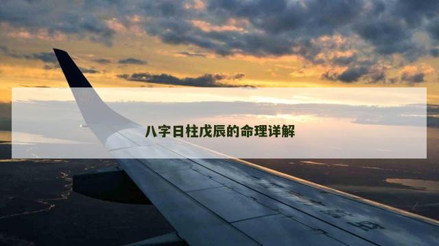 八字日柱戊辰的命理详解