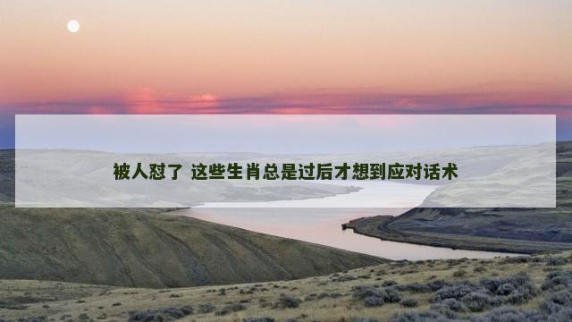 被人怼了 这些生肖总是过后才想到应对话术