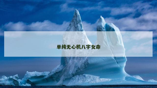 单纯无心机八字女命