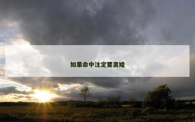 如果命中注定要离婚