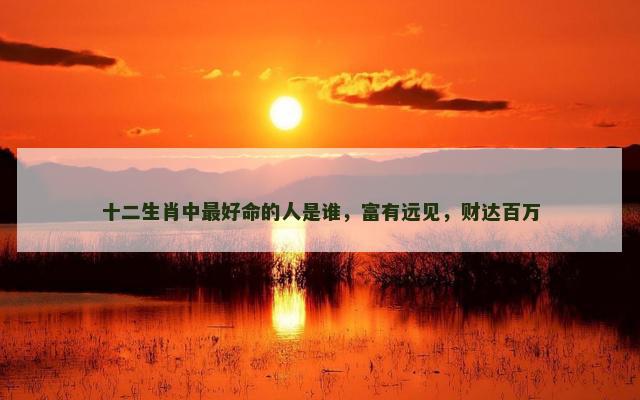 十二生肖中最好命的人是谁，富有远见，财达百万