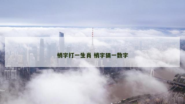 梢字打一生肖 梢字猜一数字