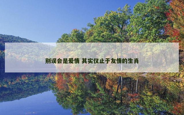 别误会是爱情 其实仅止于友情的生肖