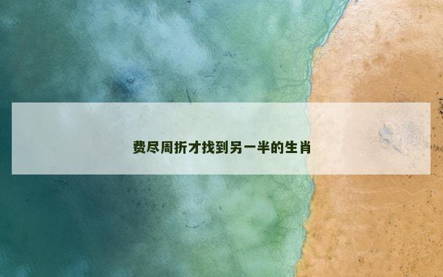 费尽周折才找到另一半的生肖
