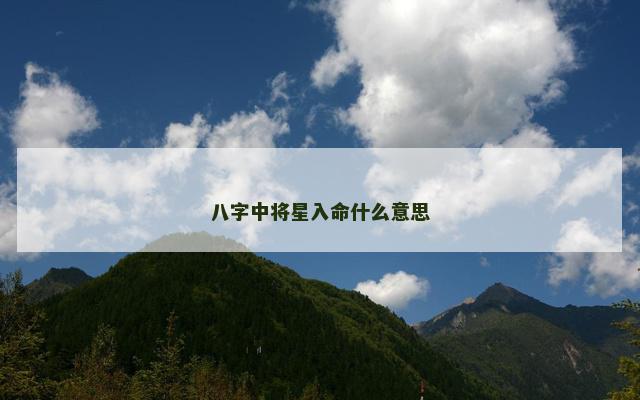 八字中将星入命什么意思
