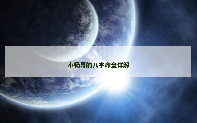 小杨哥的八字命盘详解