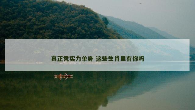 真正凭实力单身 这些生肖里有你吗