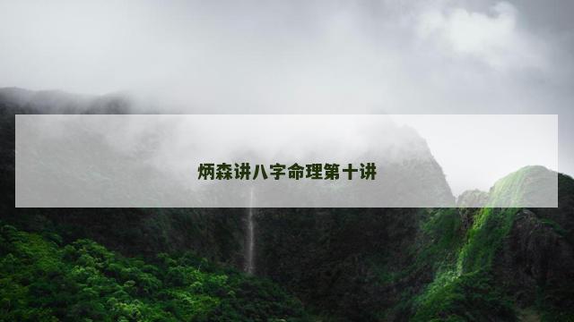 炳森讲八字命理第十讲