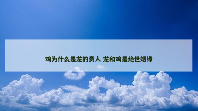 鸡为什么是龙的贵人 龙和鸡是绝世姻缘