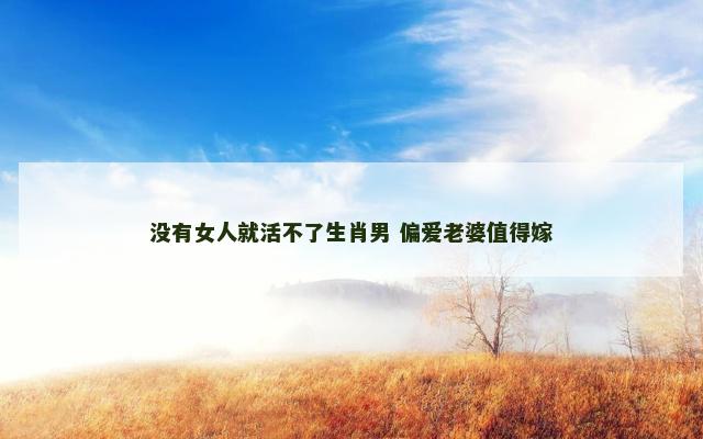 没有女人就活不了生肖男 偏爱老婆值得嫁