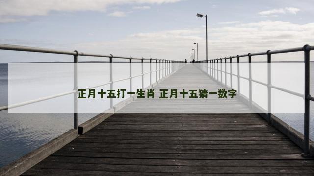 正月十五打一生肖 正月十五猜一数字