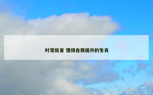 时常反省 懂得自我提升的生肖