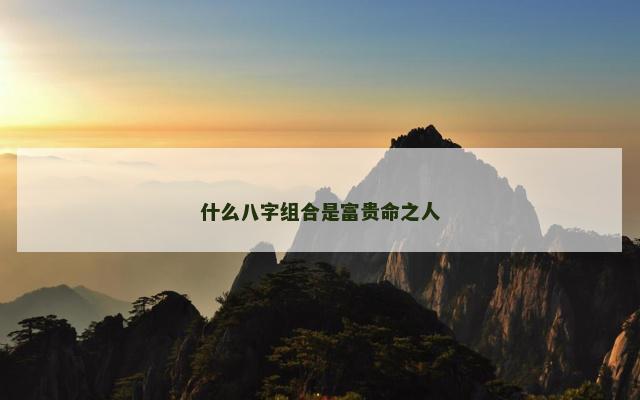 什么八字组合是富贵命之人