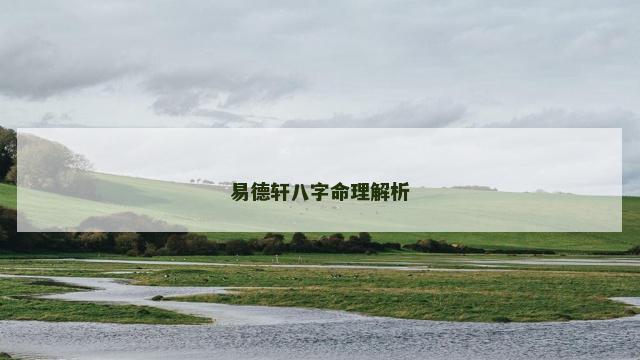 易德轩八字命理解析