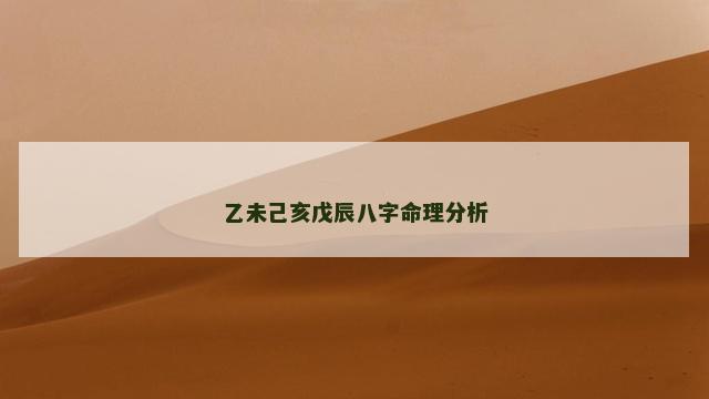 乙未己亥戊辰八字命理分析