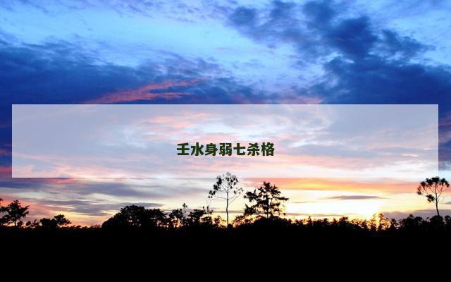 壬水身弱七杀格