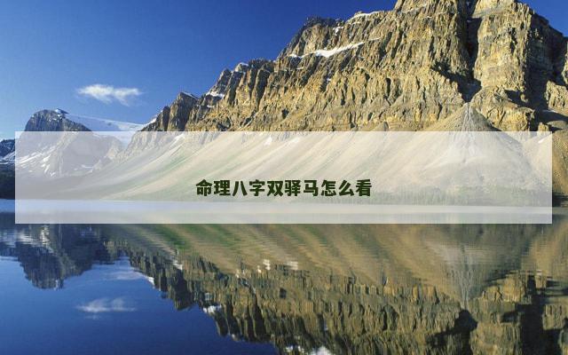 命理八字双驿马怎么看