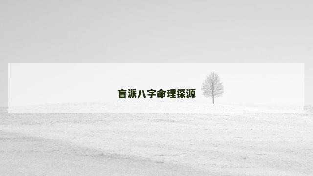 盲派八字命理探源