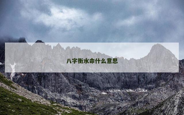 八字衡水命什么意思