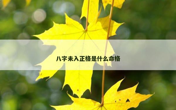 八字未入正格是什么命格